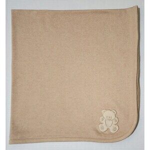 "TL Care Organic Cotton Bear Applique Baby Blanket American Baby Company EUC